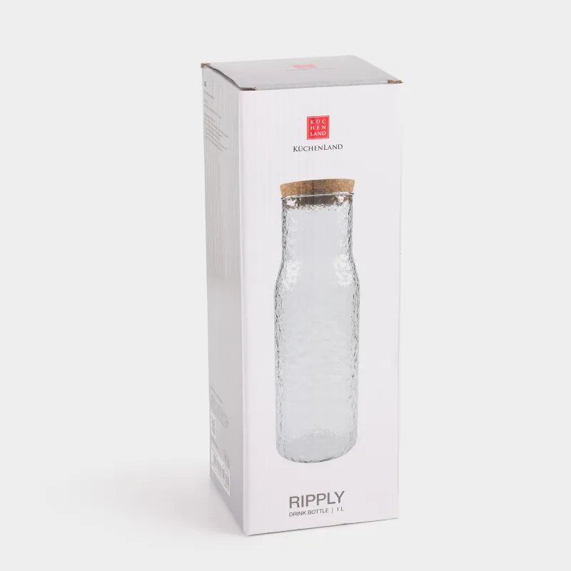 Бутылка для напитков, 1 л, стекло Б/пробка, Ripply, image-3