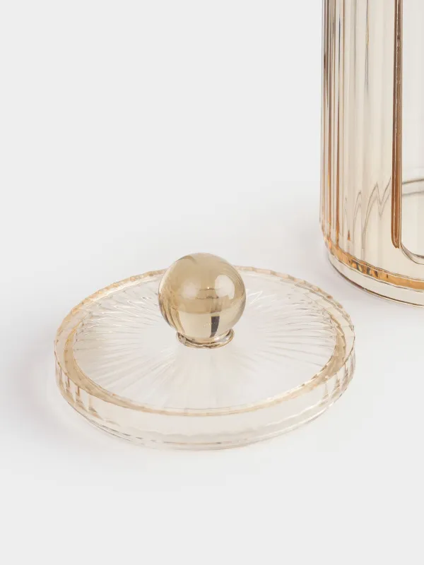 Контейнер для ватных дисков, 7x20 см, с крышкой, пластик, янтарный, Ribby color, image-3