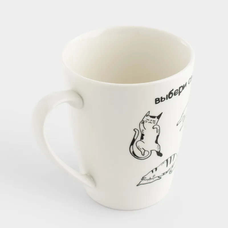 Кружка, 420 мл, с шариковой ручкой, фарфор N/сталь, белая, Коты, Cat, image-5