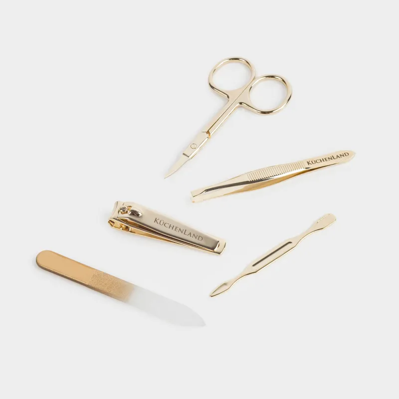 Набор маникюрный, 5 пр, в футляре, сталь/полиуретан, золотистый, Manicure gold, image-4