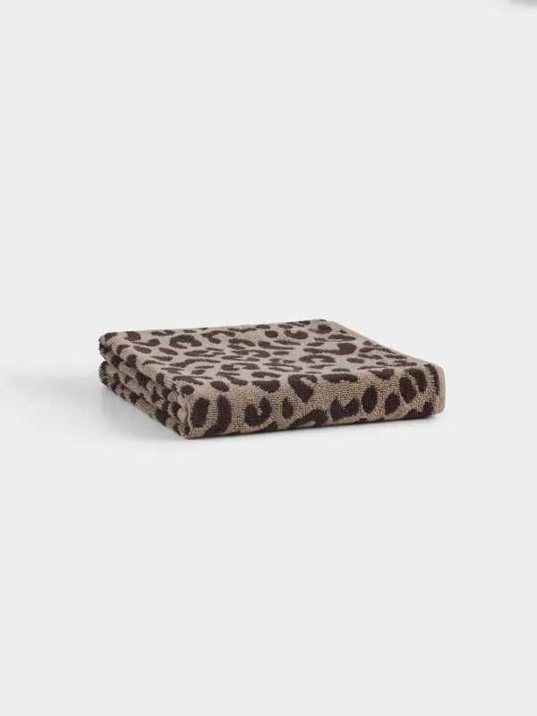 Полотенце, 40х60 см, хлопок, коричневое, Леопардовый принт, Leopard cotton, image-0