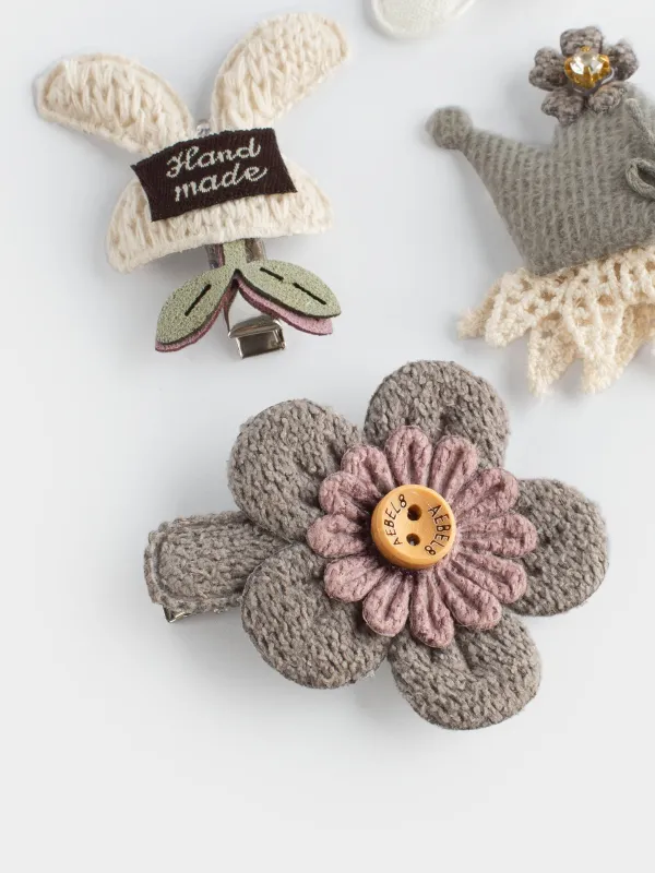 Набор заколок для волос, 3 см, 4 шт, детский, полиэстер/пластик, молочный, Бабочка, Wooly, image-2