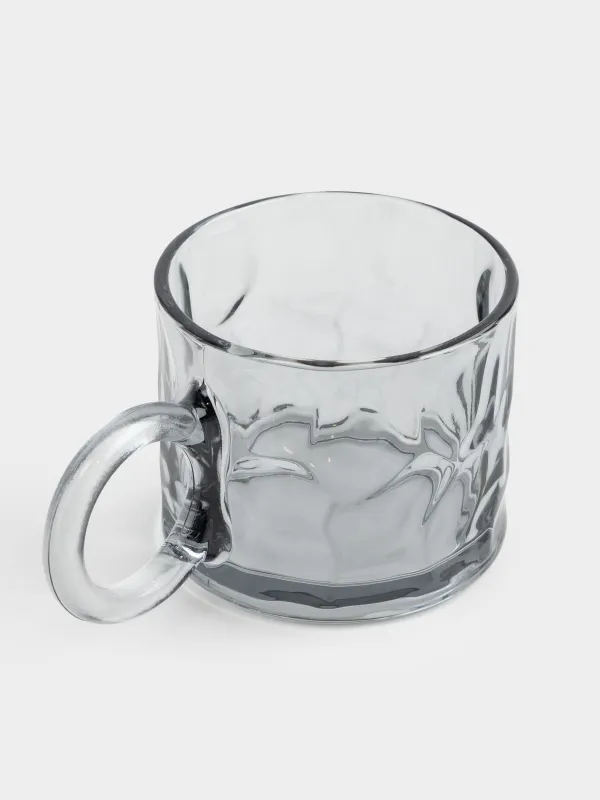 Кружка, 300 мл, стекло, серая, Clear grey, image-2