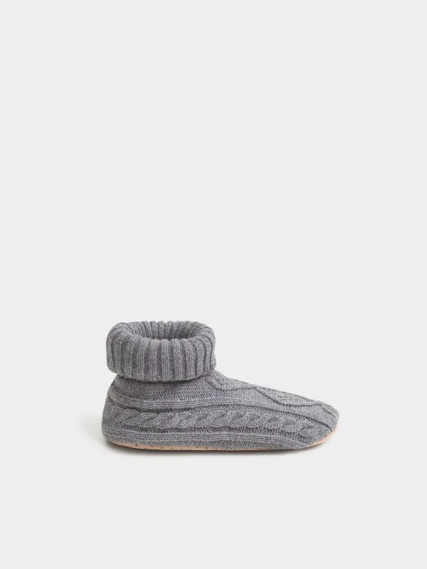 Тапочки-носки женские, акрил/шерпа, Knitted soft, image-0
