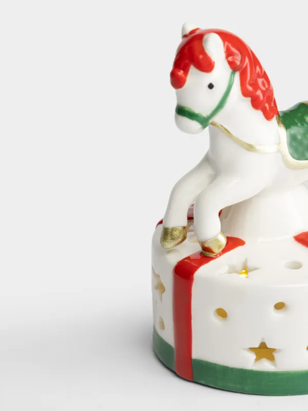 Светильник декоративный, 9 см, Лошадь с подарком, Figure horse, image-2