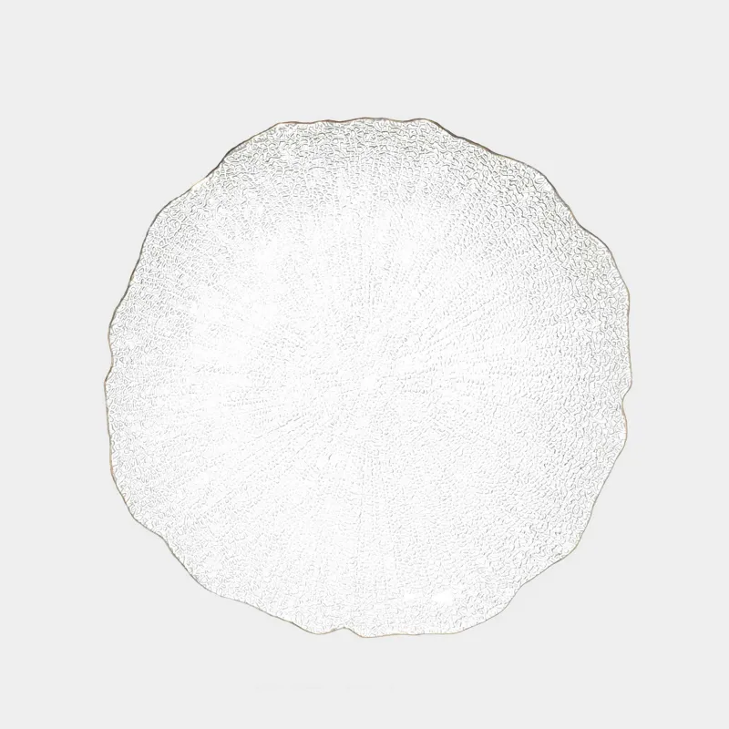 Тарелка обеденная, 27 см, стекло, с золотистым кантом, Berg