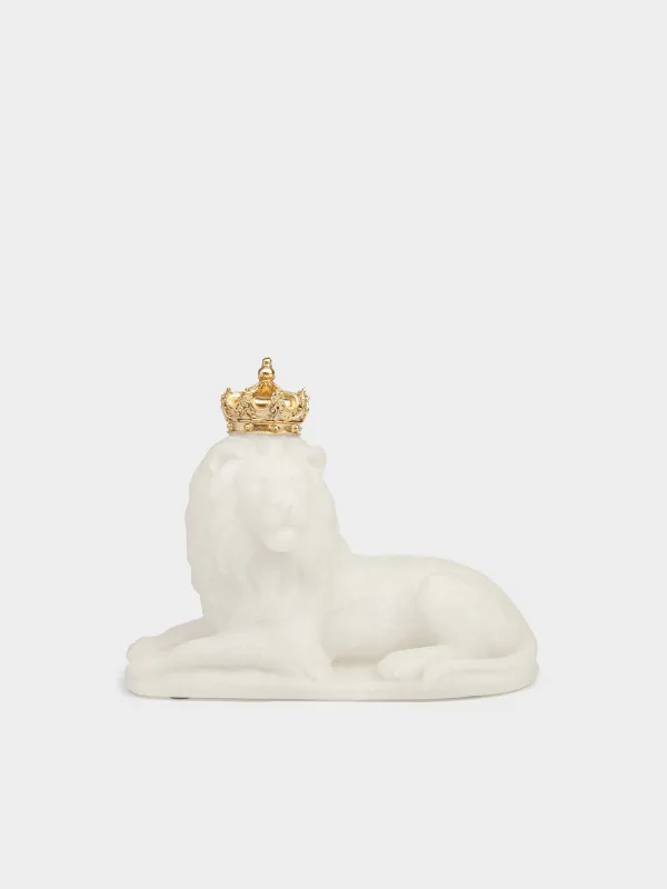 Статуэтка, 20х16 см, полирезин, молочно-золотистая, Лев с короной, Leo, image-0