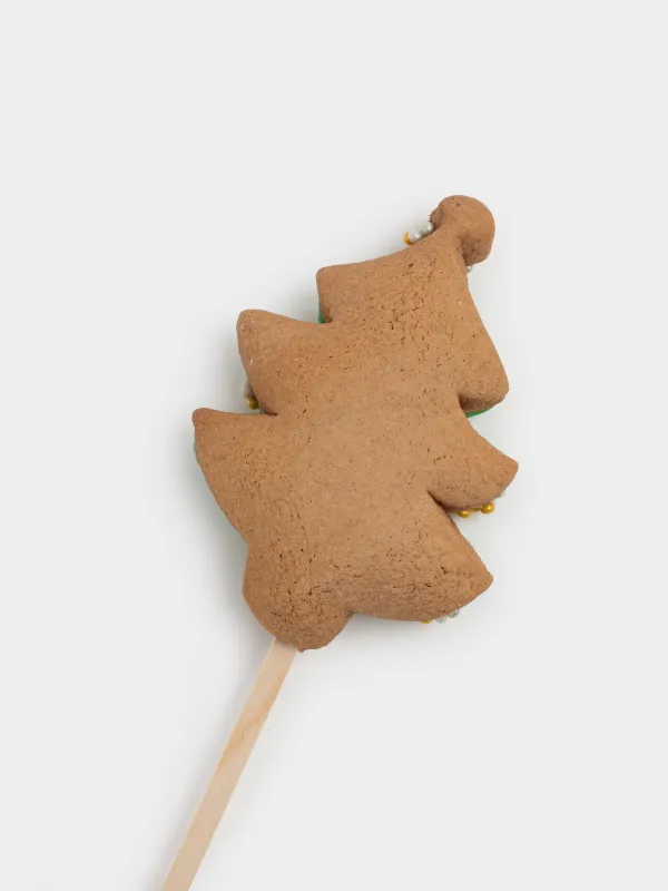 Пряник, 40 гр, глазированный, шоколадный, на палочке, зеленый, Елочка, Prani, image-2