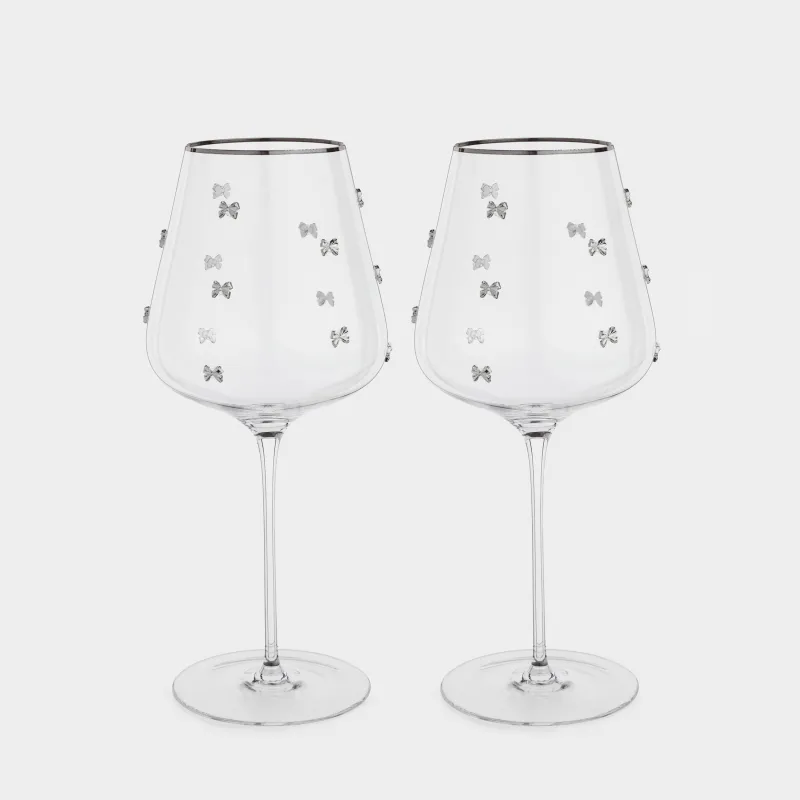 Бокал для красного вина, 650 мл, 2 шт, кристальное стекло, с серебристым кантом, Ferentino decor