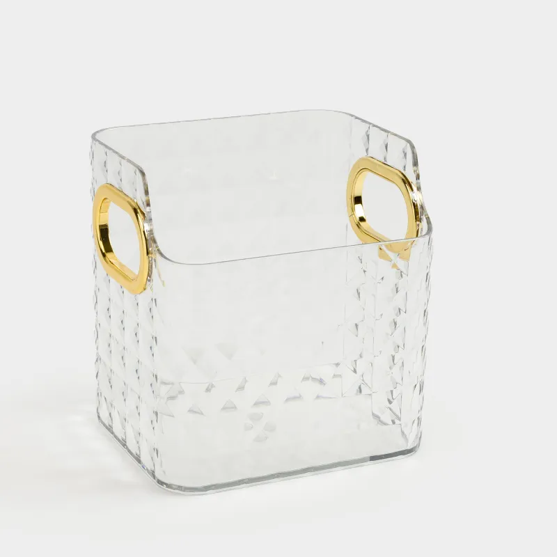 Органайзер для косметики, 12х12 см, с золотистыми ручками, пластик, Kandy, image-3