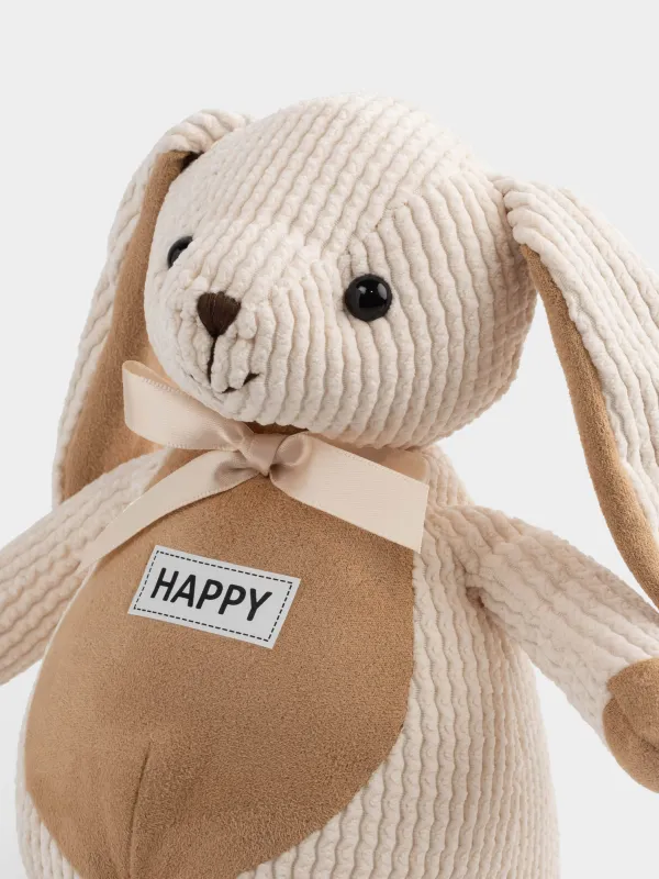 Игрушка, 21 см, мягкая, полиэстер, бежевая, Зайка с бантиком, Rabbit, image-4