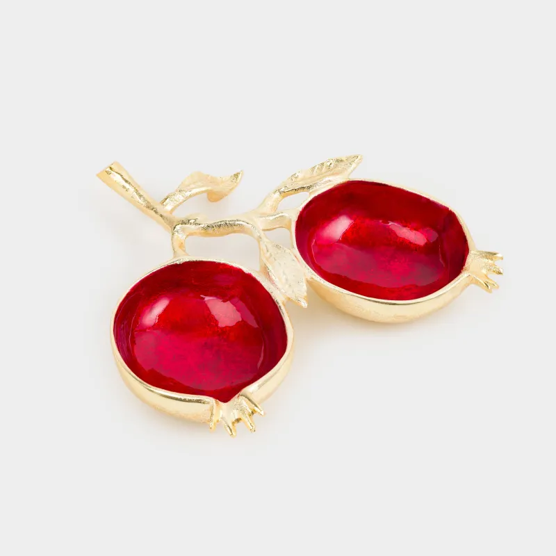 Менажница, 20х23 см, 2 отд, металл, золотисто-красная, Гранаты, Pomegranate, image-4