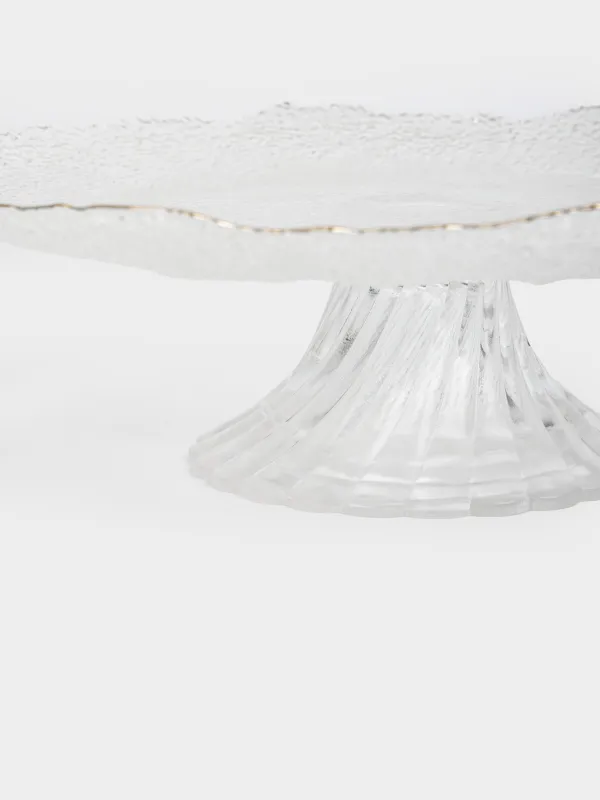 Блюдо на ножке, 27х12 см, стекло, с золотистым кантом, Berg, image-2