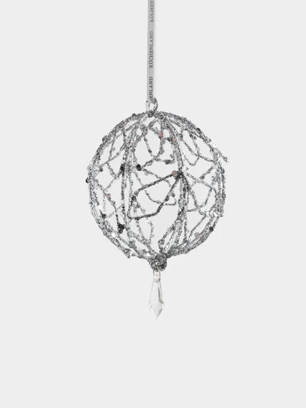 Игрушка елочная, 10 см, Шар с жемчугом, Ball pattern, image-1