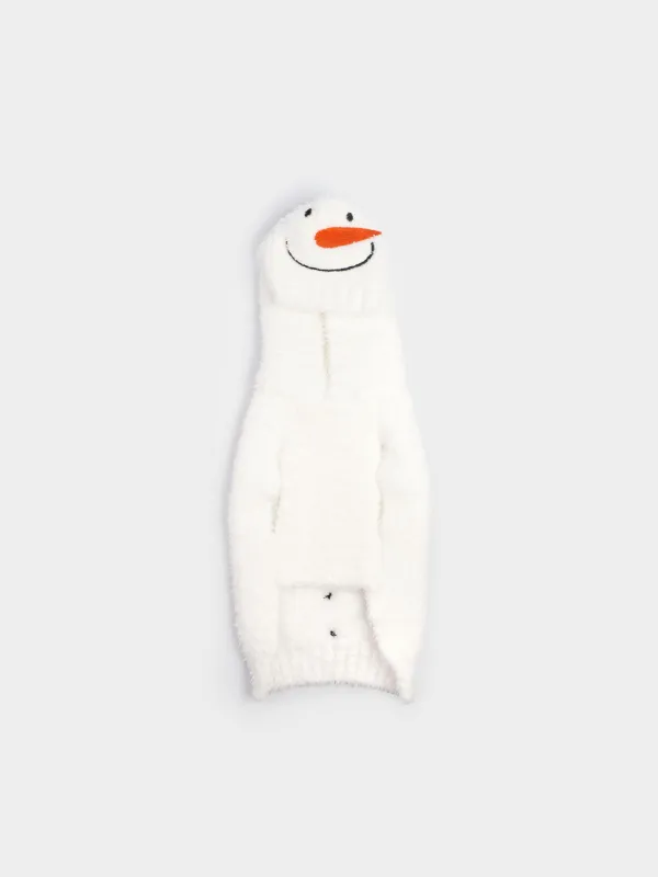 Свитер для животных, 32 см, р. S, с капюшоном, полиэстер, белый, Снеговик, Fashion pet, image-0