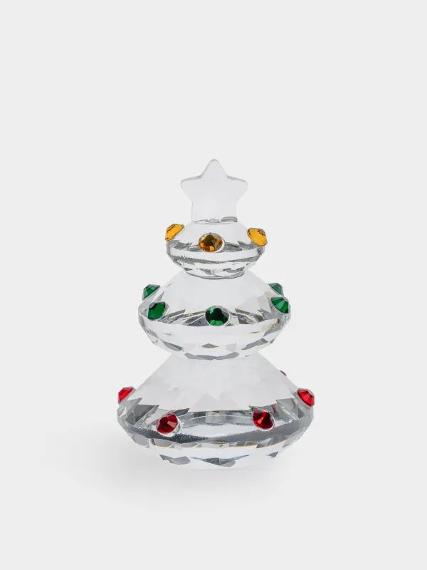 Статуэтка, 7 см, стекло, Елка с кристаллами, Christmas vitreous, image-0