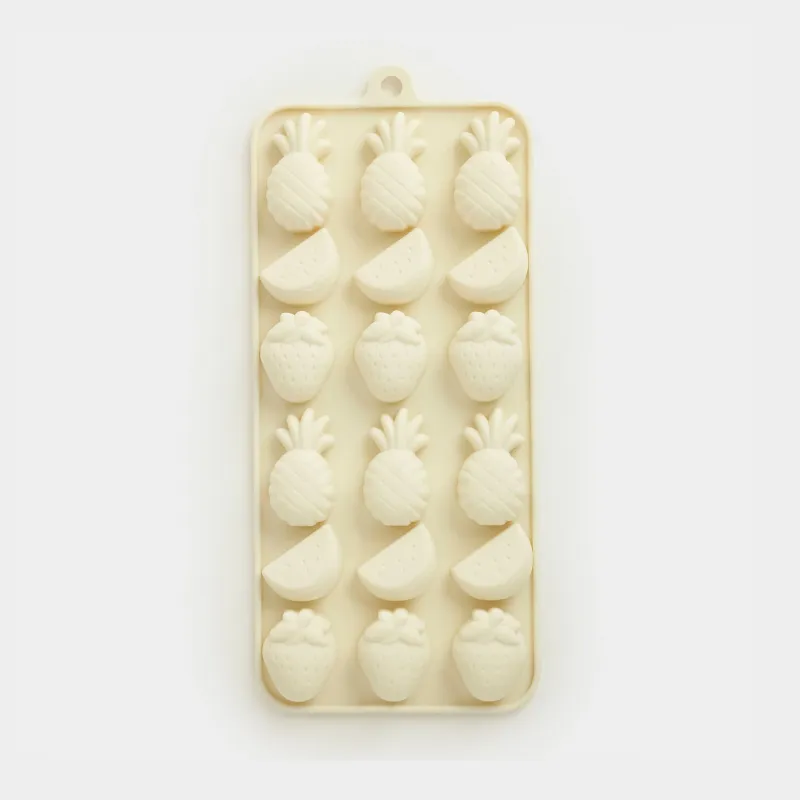 Форма для льда и шоколада, 23х10 см, 18 отд, силикон, молочная, Фрукты, Bakery