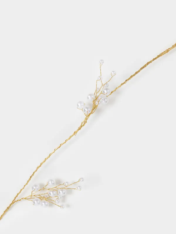 Ветка-гирлянда декоративная, 1,2 м, пластик/металл, шампань, Жемчужины, Balls decor, image-1