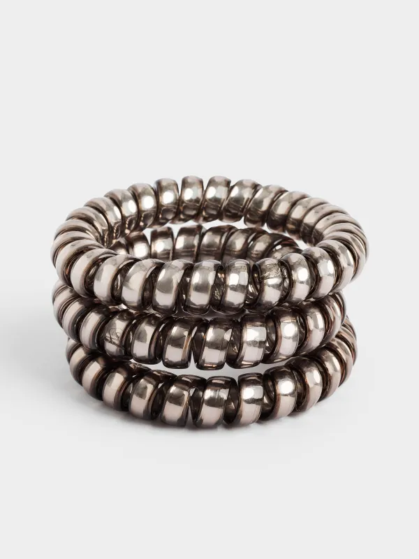 Резинка для волос, 5 см, 3 шт, ТПУ, серая, Спираль, Helix, image-1