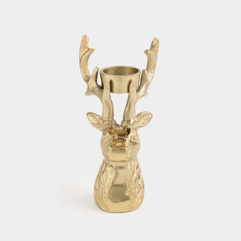Подсвечник, 17 см, для чайной свечи, металл, золотистый, Олень, Arctic deer