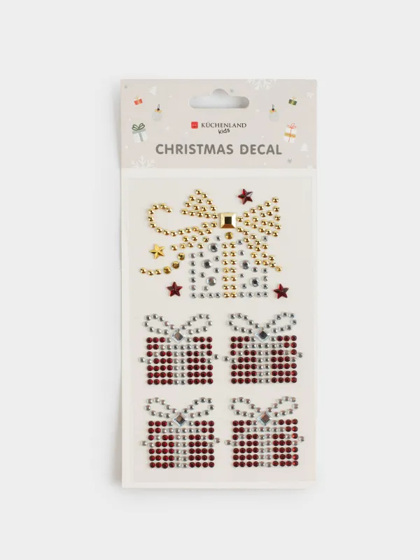 Набор наклеек, 9х17 см, одноразовые, ПВХ, Новогодние подарки, Christmas decal, image-3