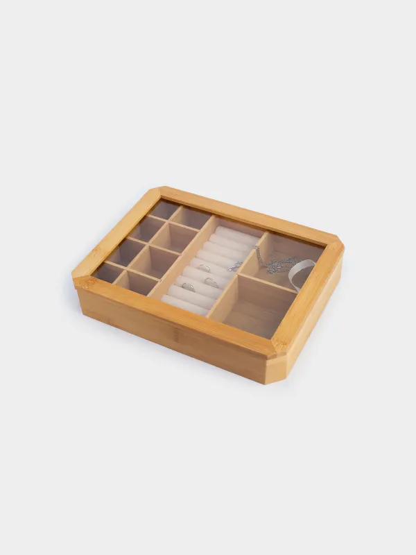 Шкатулка для украшений, 30х23 см, бамбук/стекло, Bamboo, image-3