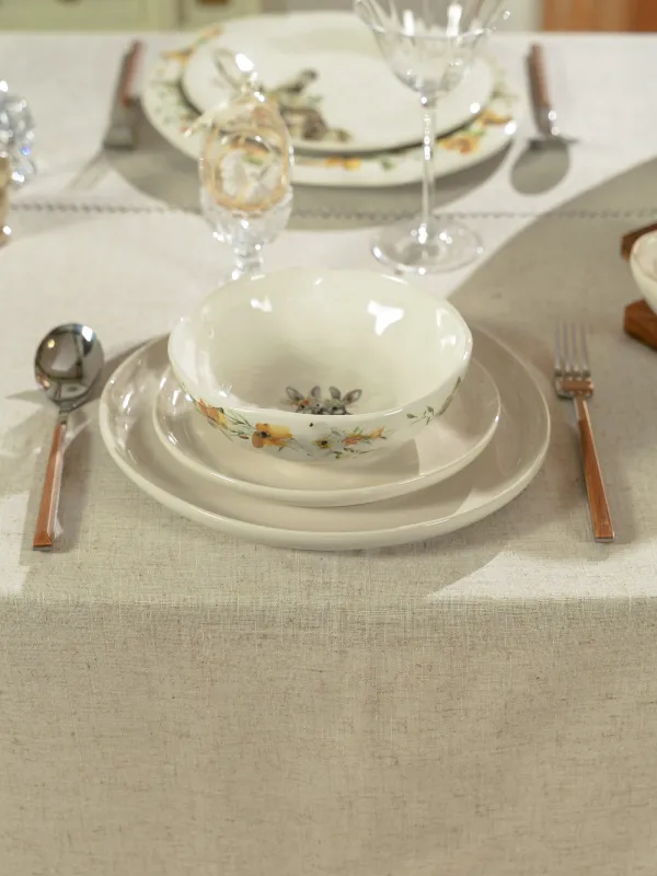 Скатерть, 170х250 см, полиэстер/лен, бежевая, Hemstitch, image-6