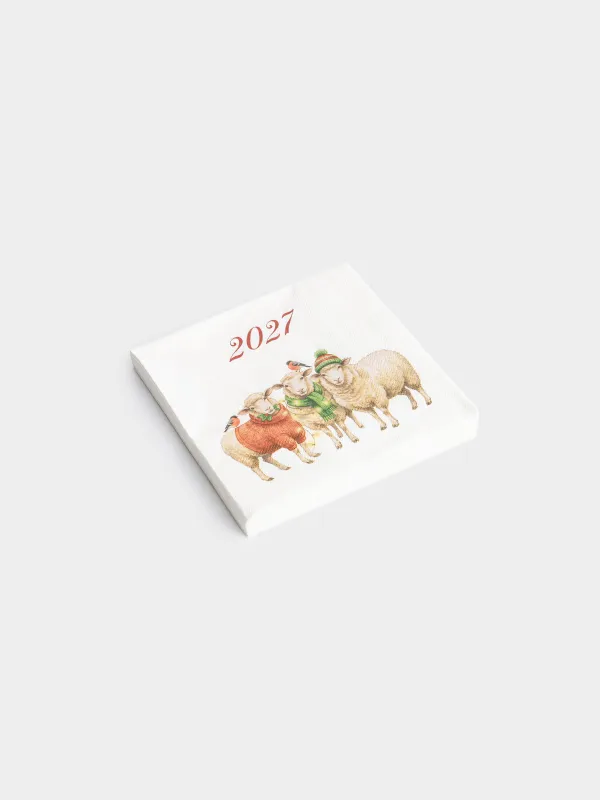 Салфетки бумажные, 33х33 см, 20 шт, Овечки в шарфах, Sheep trio, image-1