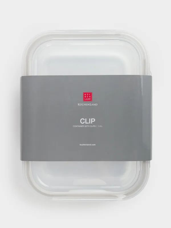 Контейнер, 1,5 л, с клипсами, стекло Т/пластик, прямоугольный, Clip, image-5