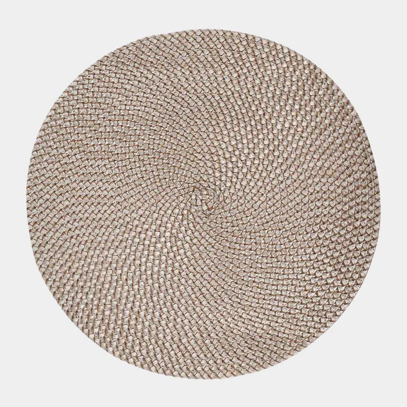 Салфетка под приборы, 38 см, полипропилен/ПЭТ, круглая, песочная, Circle Braid
