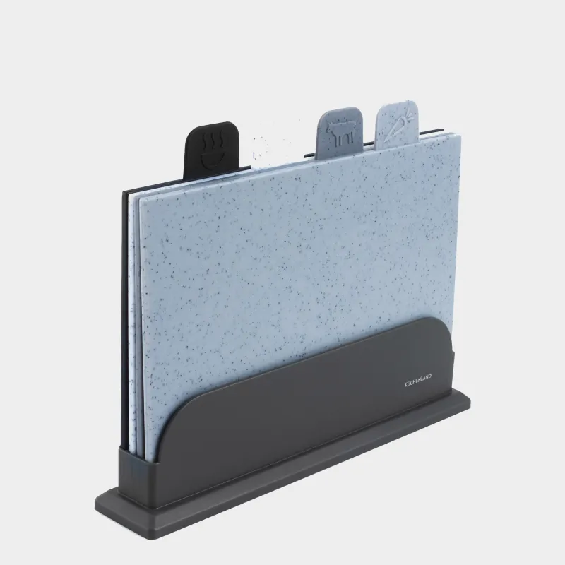 Доска разделочная, 28х19 см, 4 шт, в подставке, пластик, в крапинку, серый микс, Speck