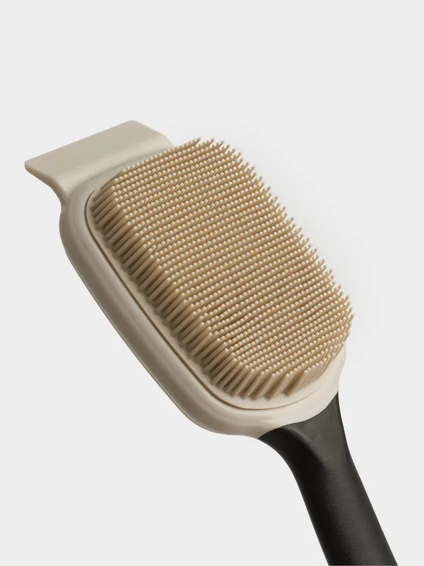 Щетка-скребок для мытья на кухне, 23 см, силикон/нейлон, серо-черная, Black clean, image-3