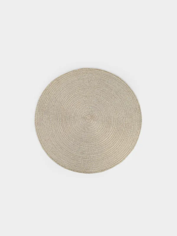 Салфетка под приборы, 38 см, полиэстер, круглая, шампань, Rotary shine, image-0