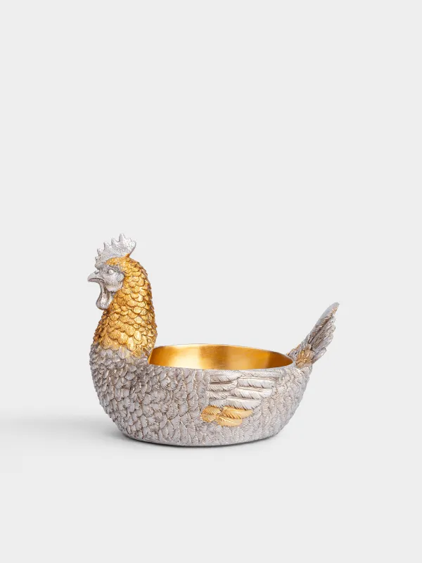 Конфетница, 26х20 см, полирезин, золотисто-серебристая, Курочка, Easter pullet, image-0