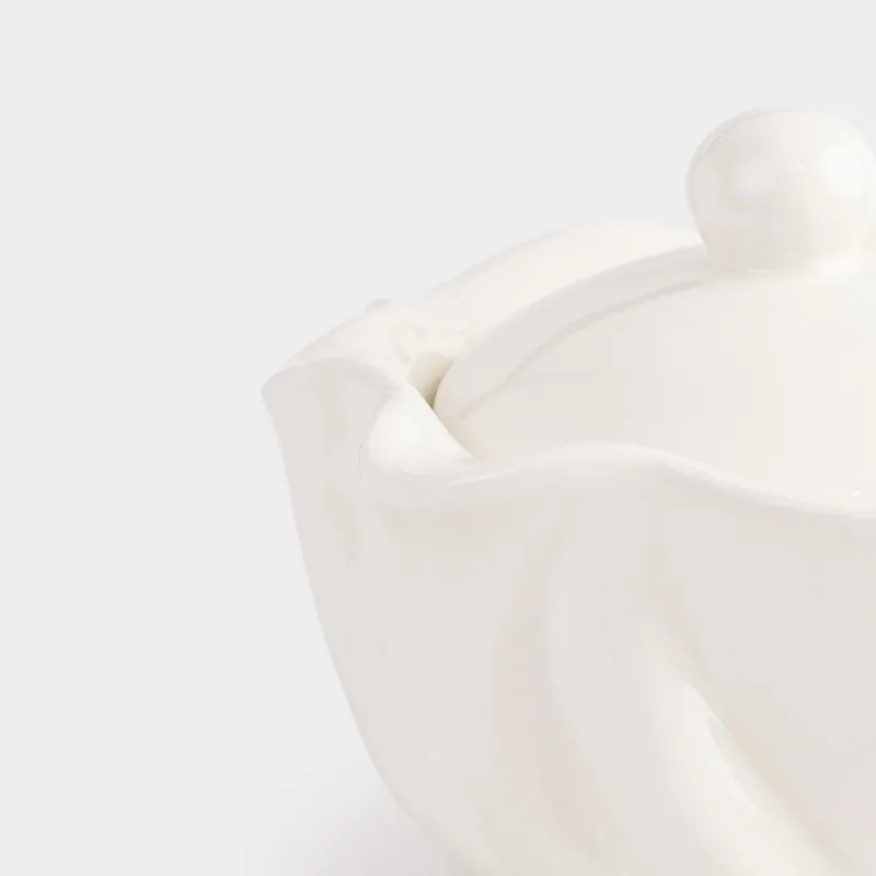 Шкатулка для украшений, 11 см, керамика, молочная, Мятый эффект, Crumple, image-1