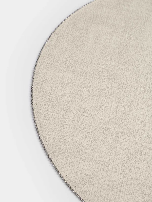 Салфетка под приборы, 38 см, ПВХ/полиэстер, круглая, серо-бежевая, Rock, image-2