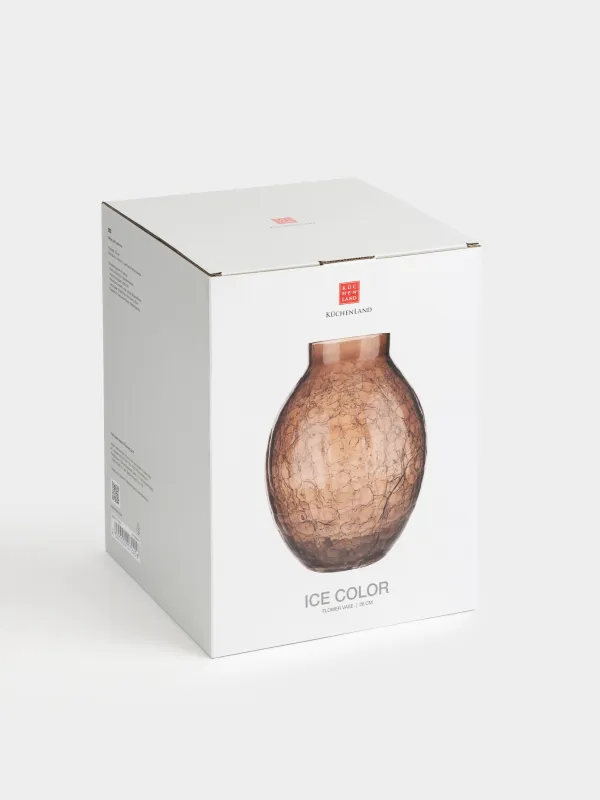 Ваза для цветов, 26 см, стекло, коричневая, Кракелюр, Ice color, image-5