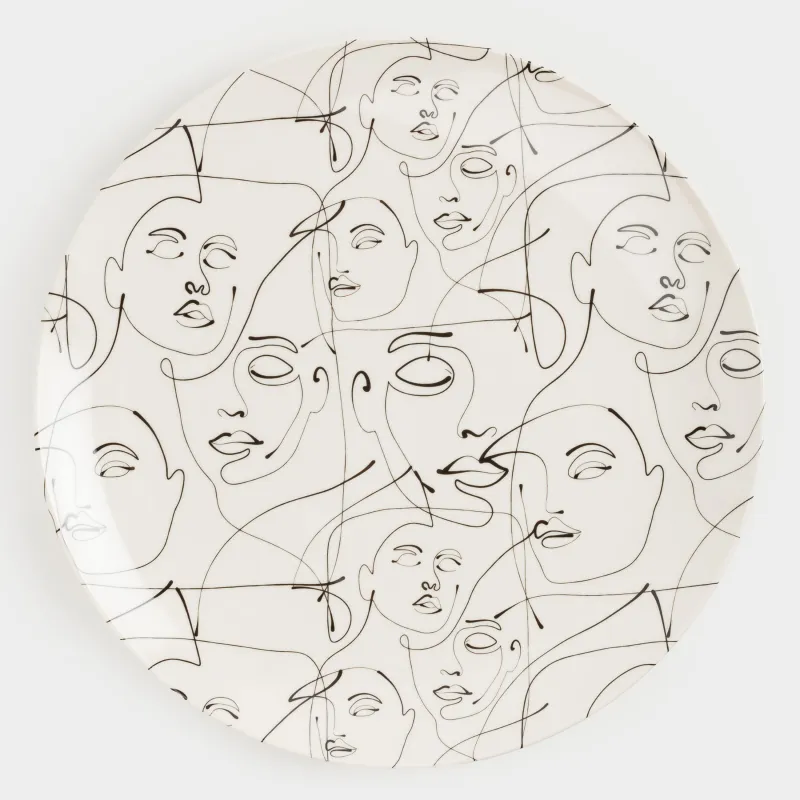 Тарелка обеденная, 27 см, 2 шт, фарфор N, молочная, Абстрактные лица, Face, image-2