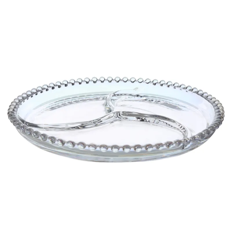 Менажница, 23 см, 3 отд, стекло, круглая, перламутр, Moon