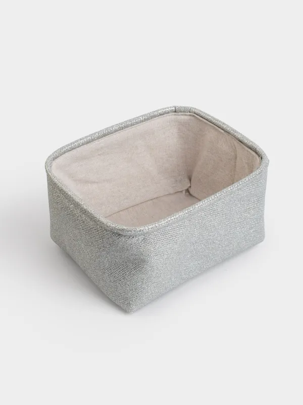 Корзина для хранения, 22x17x11 см, полиэстер, прямоугольная, серебристая, Ideally, image-1