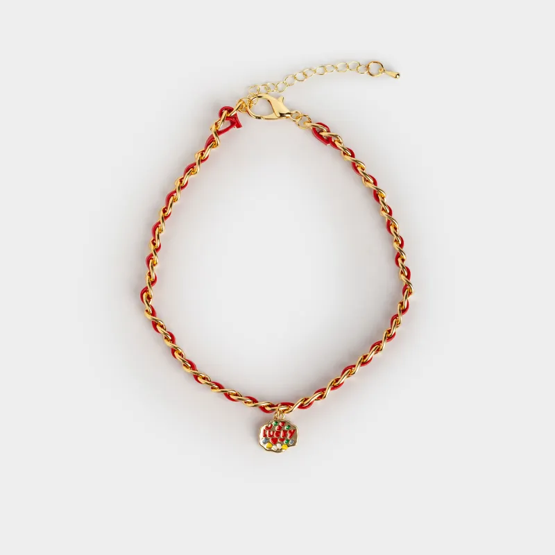 Ошейник для животных, 30 см, декоративный, полиуретан/металл, красный, Lucky, Chain pet