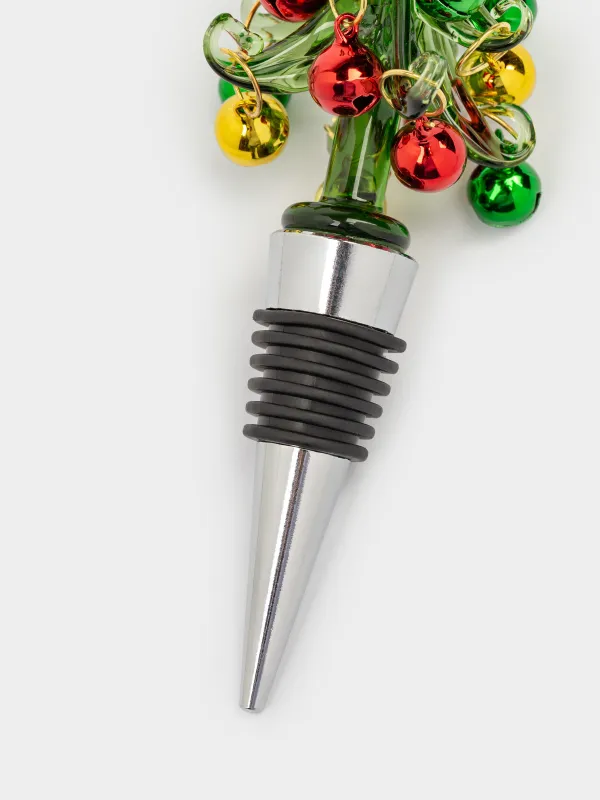 Пробка для винной бутылки, 13 см, металл/стекло, зеленая, Елка, Christmas traditions, image-2