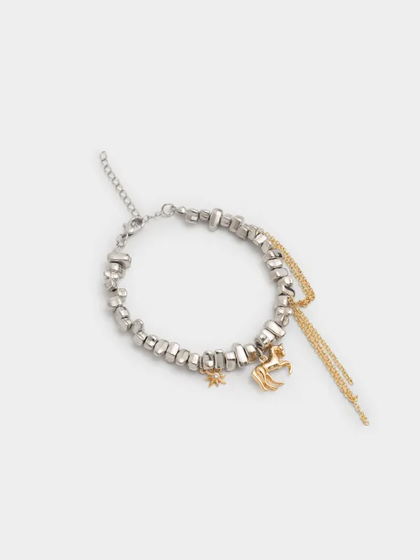 Браслет, 16 см, с подвесками, металл, серебристо-золотистый, Лошадь, Jewelry horse, image-1