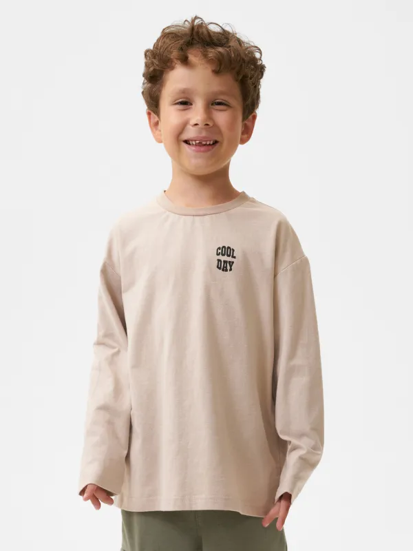 Лонгслив детский, для мальчиков, бежевый, Ulian, image-0