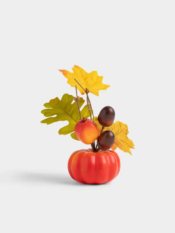 Композиция декоративная, 18 см, Букет в тыкве, Forest symphony decor, image-0