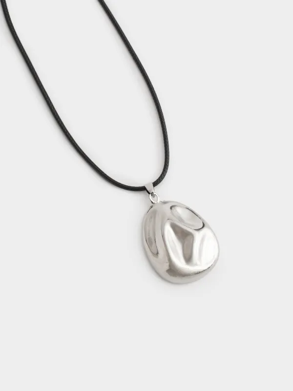 Цепочка-шнурок, 1 м, металл/полиэстер, серебристая, Кулон, Jewelry, image-1