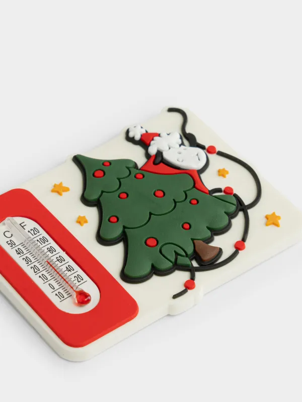 Магнит с градусником, 6 см, Овечка с елкой, Christmas sheep, image-1