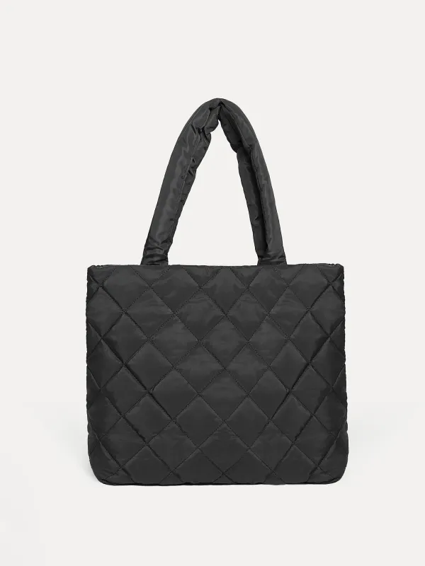 Сумка женская, 45х37 см, стеганая, полиэстер, черная, One stitch, image-0
