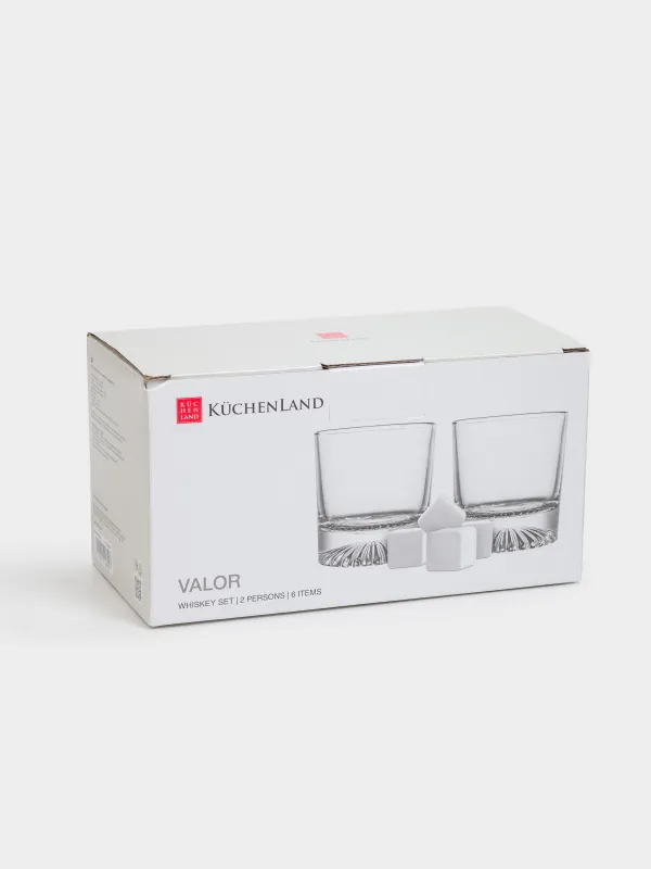 Набор для виски, 2 перс, 6 пр, стаканы/кубики, стекло Р/мрамор, Valor, image-7