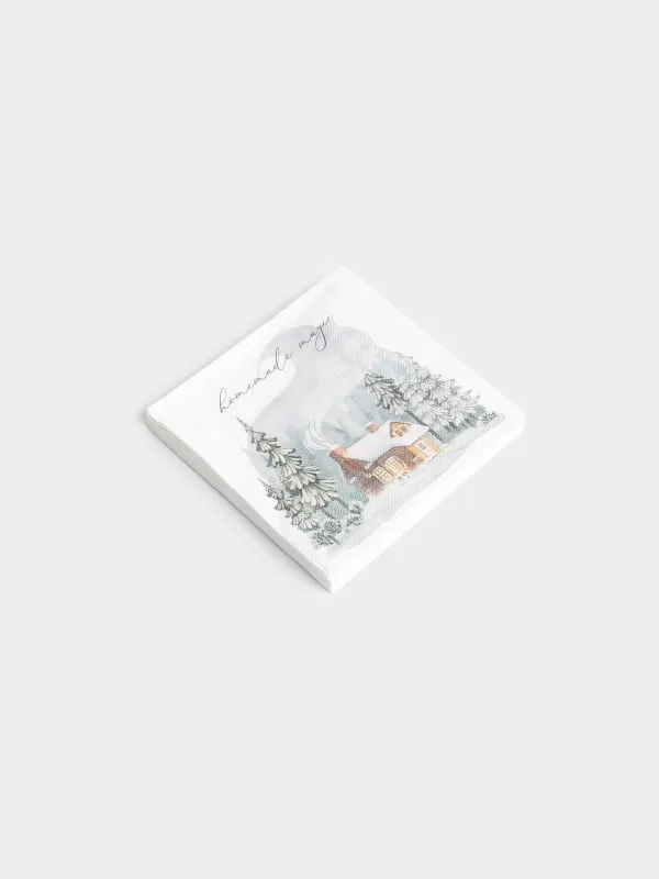 Салфетки бумажные, 33х33 см, 20 шт, Дом в лесу, Forest house, image-1